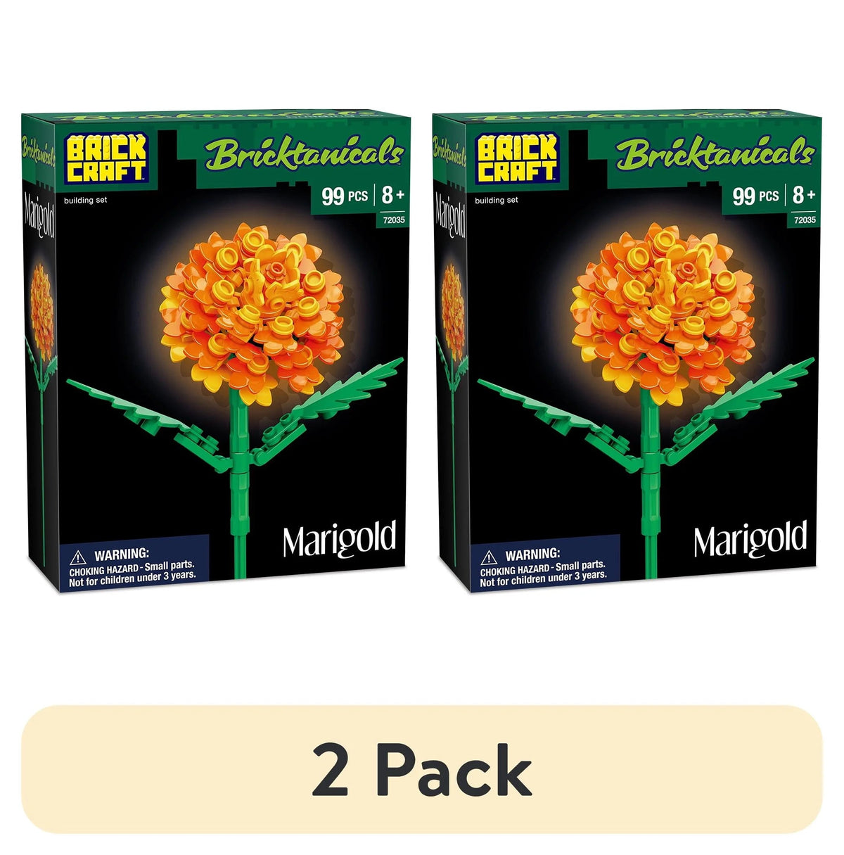 Brickcraft Bricktanicals Marigold Brick Building Set (99- Plastic Piece Set), Artificial Flower Decoration Craft Kit, Gift for Him and Her