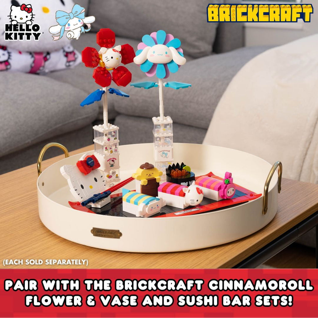 Brickcraft Cinnamoroll Flower & Vase (122 plastic pcs) â€?Sanrio Building Kit, Floral Décor & Modular Bouquet for Cute Home Display for Him or Her