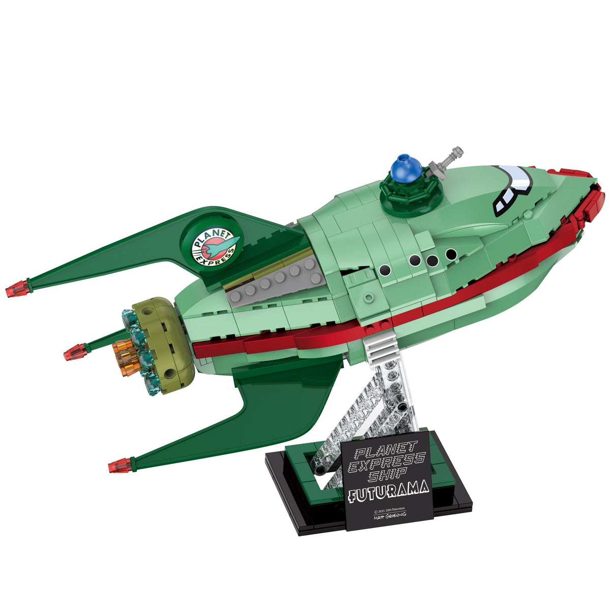 Brickcraft Futurama Planet Express Ship Brick Building Kit (382-Piece Set), Sci-Fi Collectible Display Model, Futuristic Toy Brick Set For Adults, Teens, and Fans of Animated TV