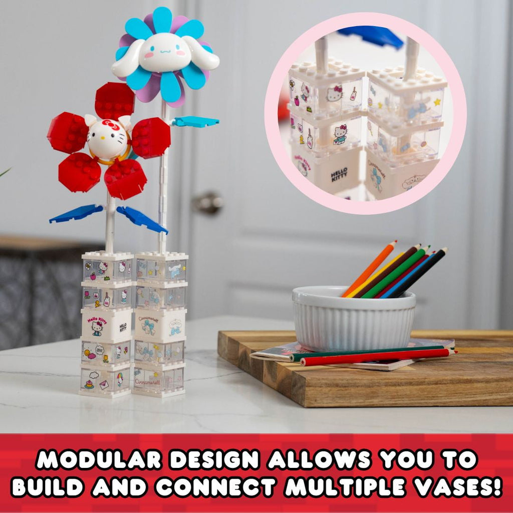 Brickcraft Cinnamoroll Flower & Vase (122 plastic pcs) â€?Sanrio Building Kit, Floral Décor & Modular Bouquet for Cute Home Display for Him or Her