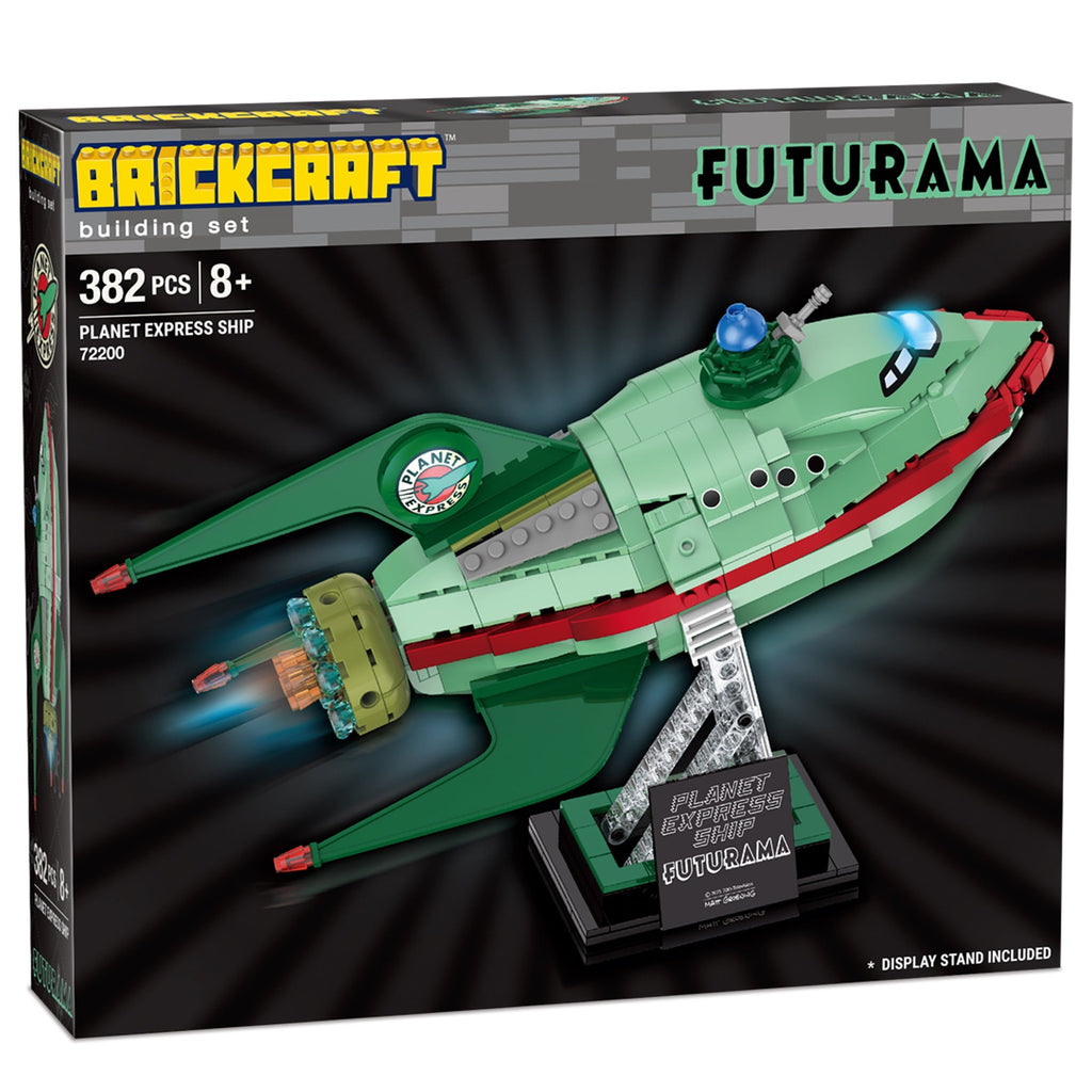 Brickcraft Futurama Planet Express Ship Brick Building Kit (382-Piece Set), Sci-Fi Collectible Display Model, Futuristic Toy Brick Set For Adults, Teens, and Fans of Animated TV