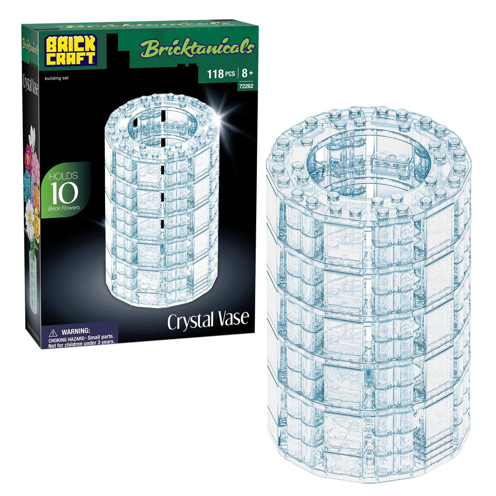 Brickcraft Crystal Vase Building Kit (118-Piece Set), Bricktanicals Collection, Clear Display Vase for Brick Flowers