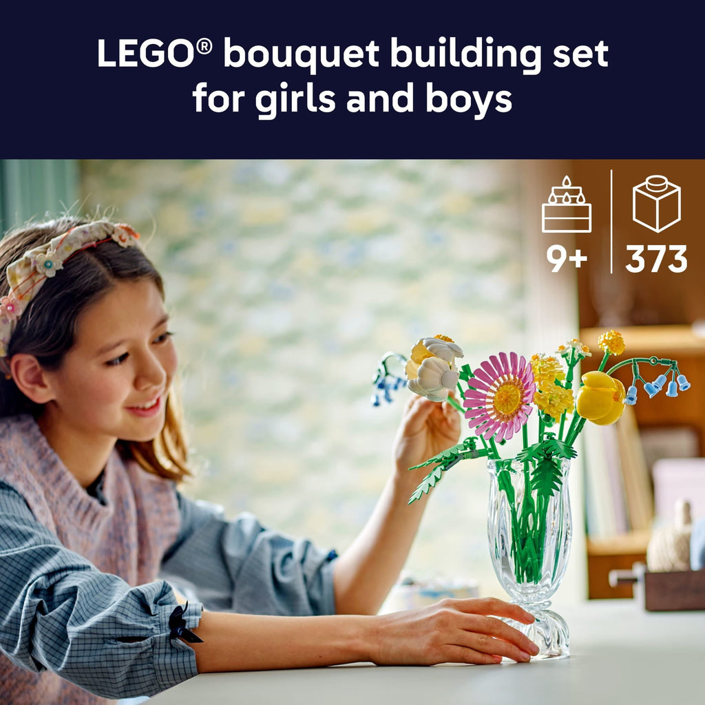 LEGO Botanicals Petite Sunny Bouquet Flower Set - Building Toy for Kids 9+ - DIY Flower Arrangement for Home Decor - Gift for Birthdays - Faux Bluebells, Tulip, Daisy, & More - 10347