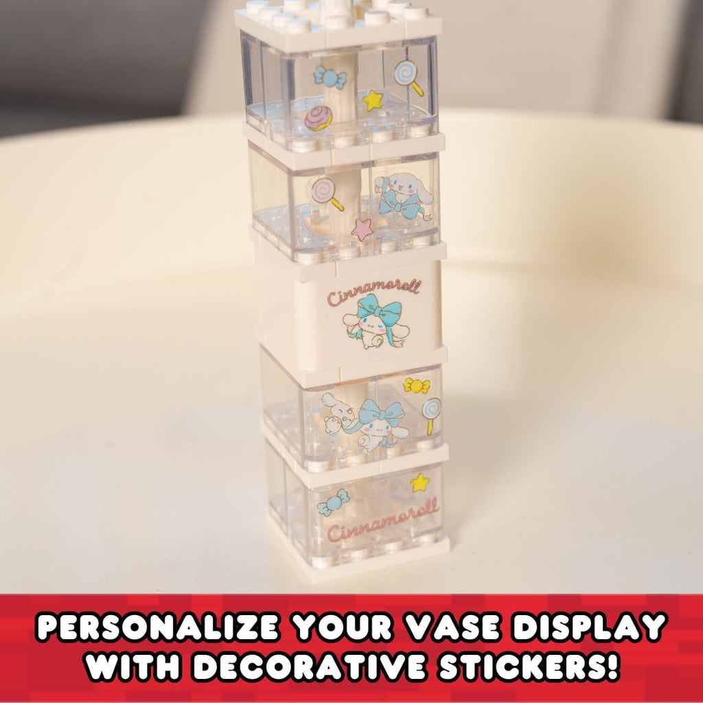 Brickcraft Cinnamoroll Flower & Vase (122 plastic pcs) â€?Sanrio Building Kit, Floral Décor & Modular Bouquet for Cute Home Display for Him or Her
