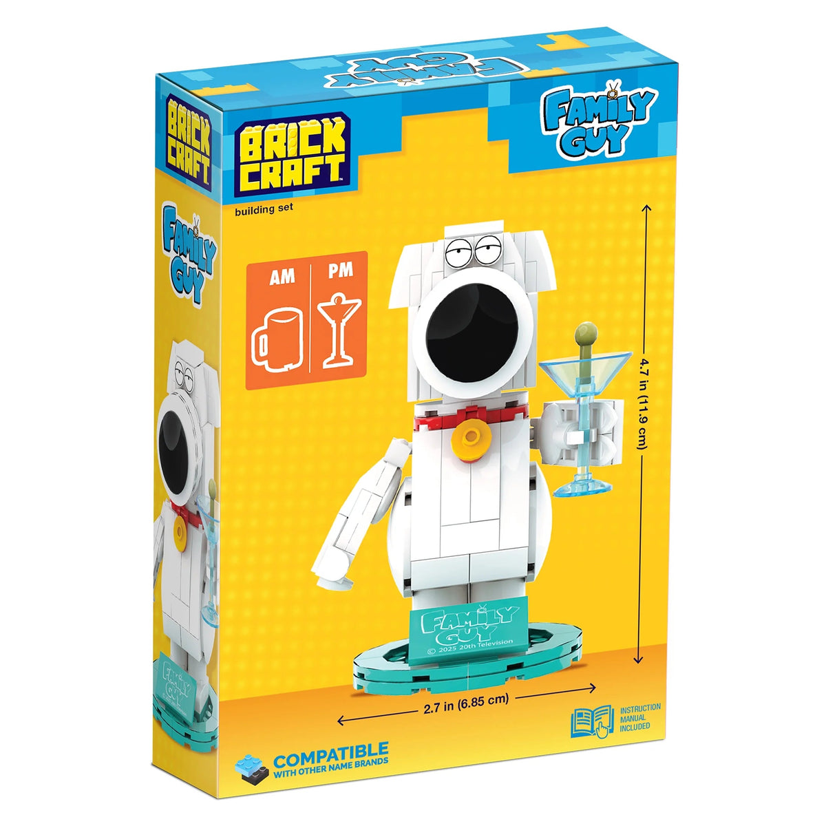 Brickcraft Family Guy Brian Griffin Building Kit (158-Piece Set), Buildable Figure with Mug & Cocktail Glass, TV Collectible Gift for Fans Ages 14+
