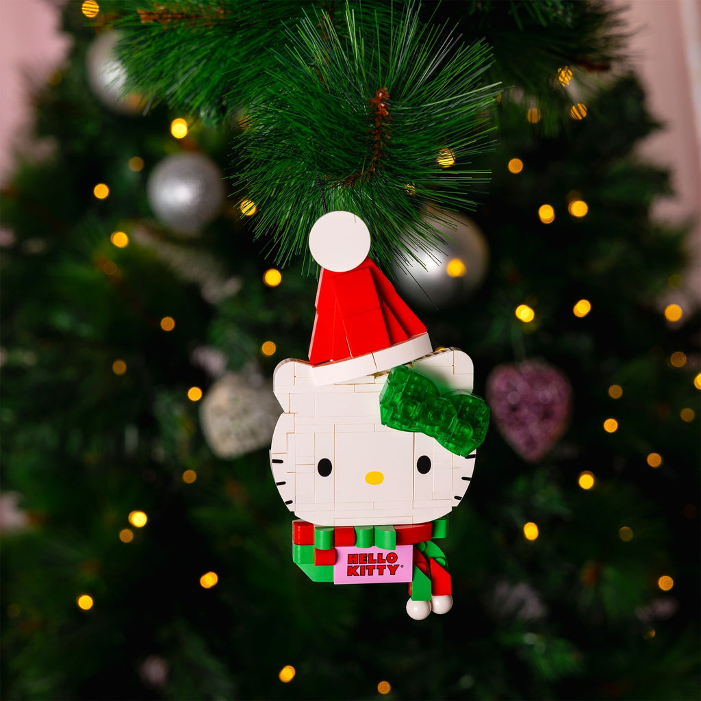 Brickcraft Hello Kitty Decoration Building Kit (152- Plastic Piece Set), Holiday Hello Kitty Brick Display, Collectible Sanrio Decoration with Stand