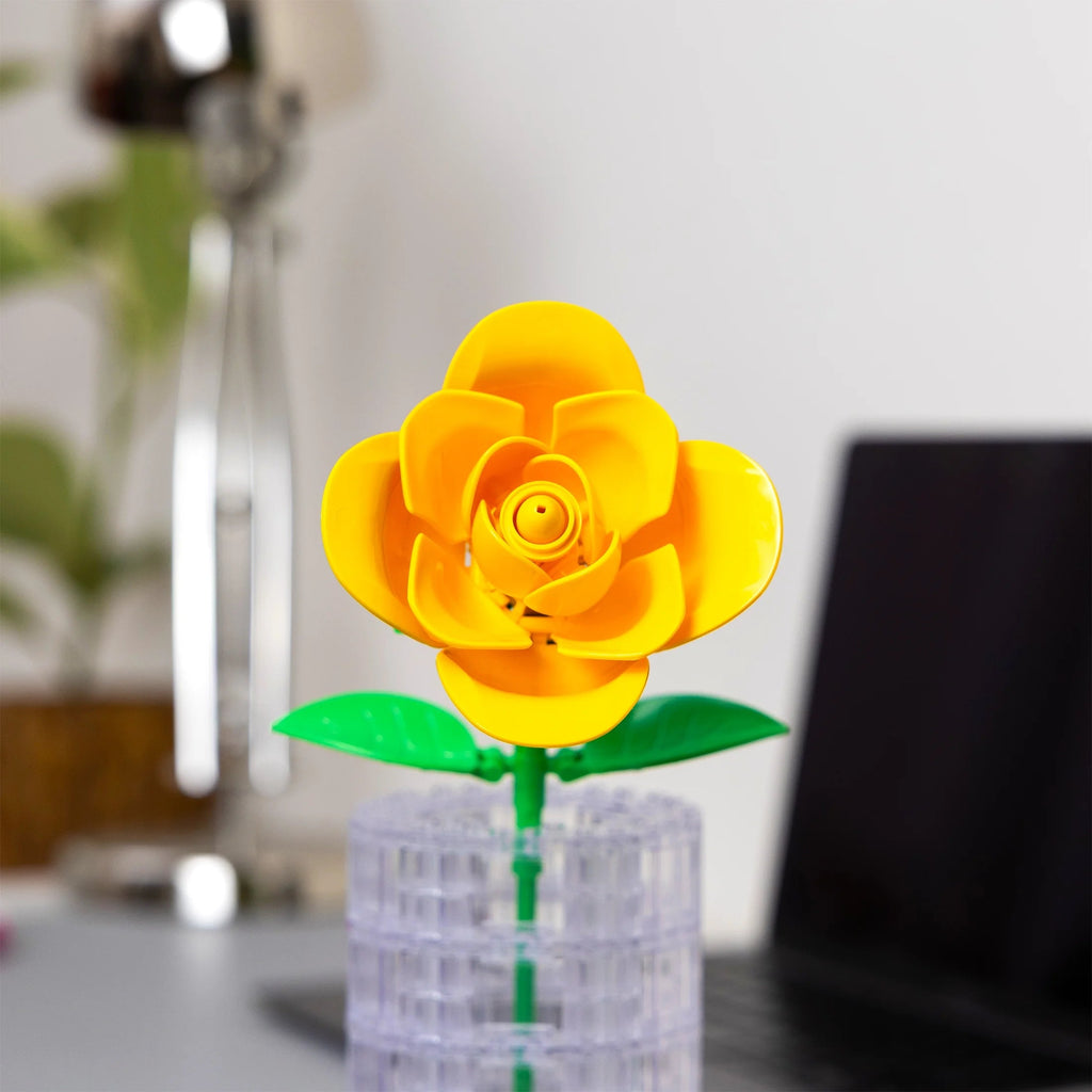 Brickcraft Yellow Rose Building Kit (46-Piece Set), Bricktanicals Collection, Elegant Floral Display, Perfect for Gifting or Home Décor