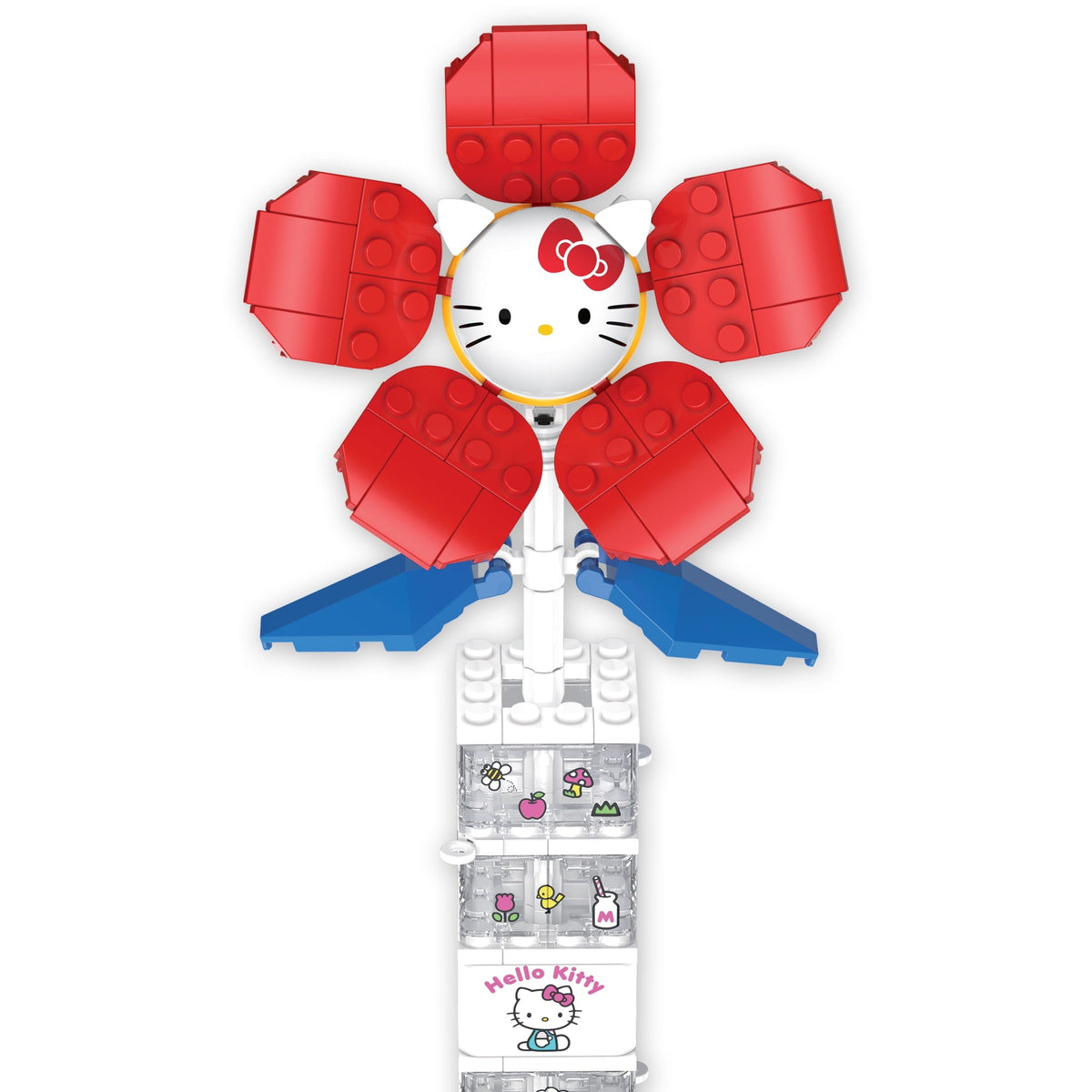 Brickcraft Hello Kitty Flower & Vase Building Kit (115 Plastic Pieces), Sanrio Hello Kitty Collection, Floral Decoration & Modular Vase Bouquet, Cute Home Décor