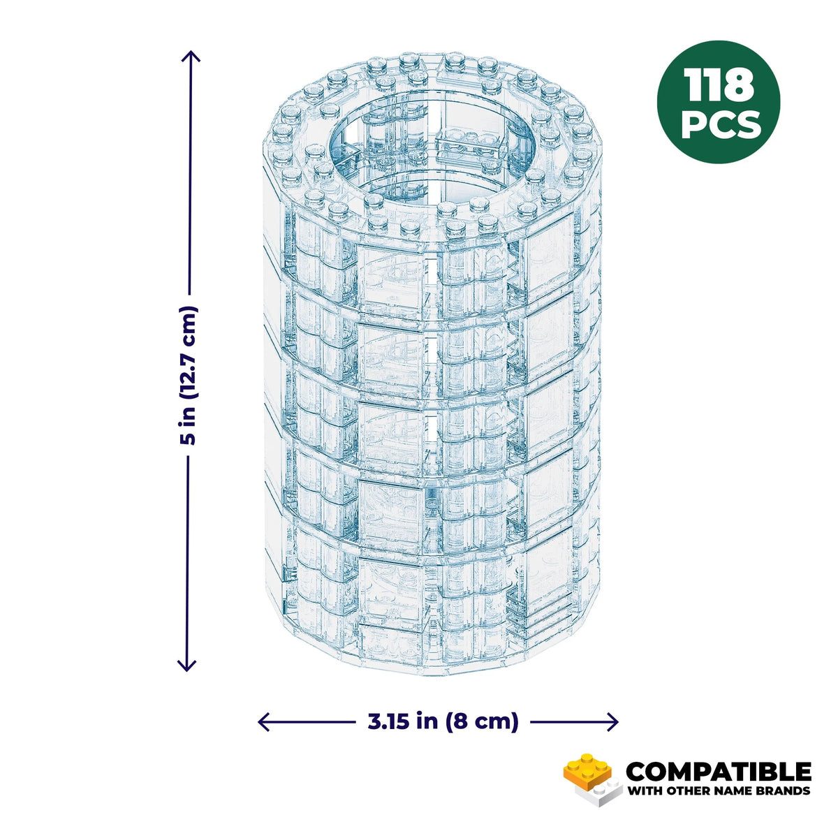 Brickcraft Crystal Vase Building Kit (118-Piece Set), Bricktanicals Collection, Clear Display Vase for Brick Flowers