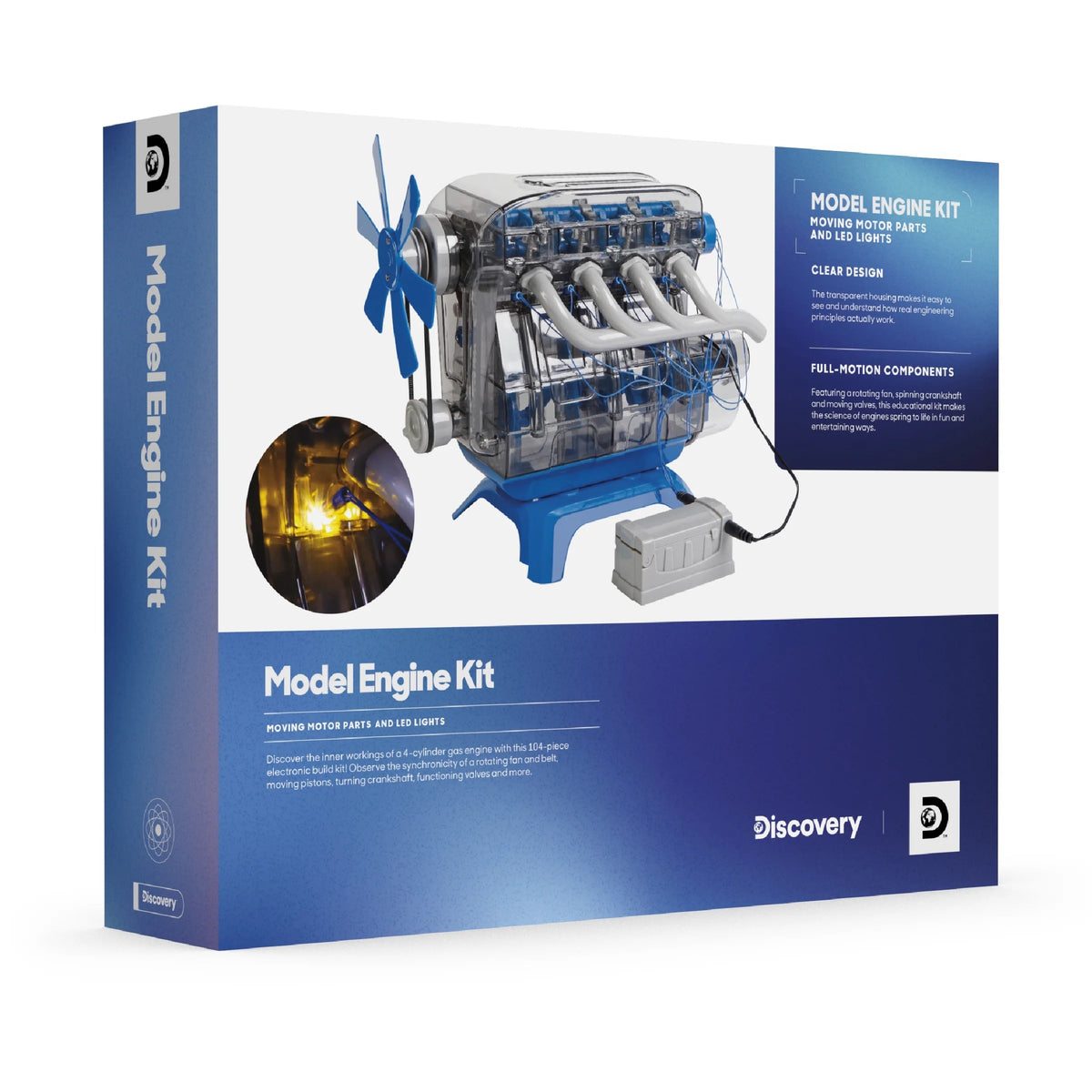 Discovery #Mindblown Model Engine Kit for Children, with Moving Motor Parts and LED Lights