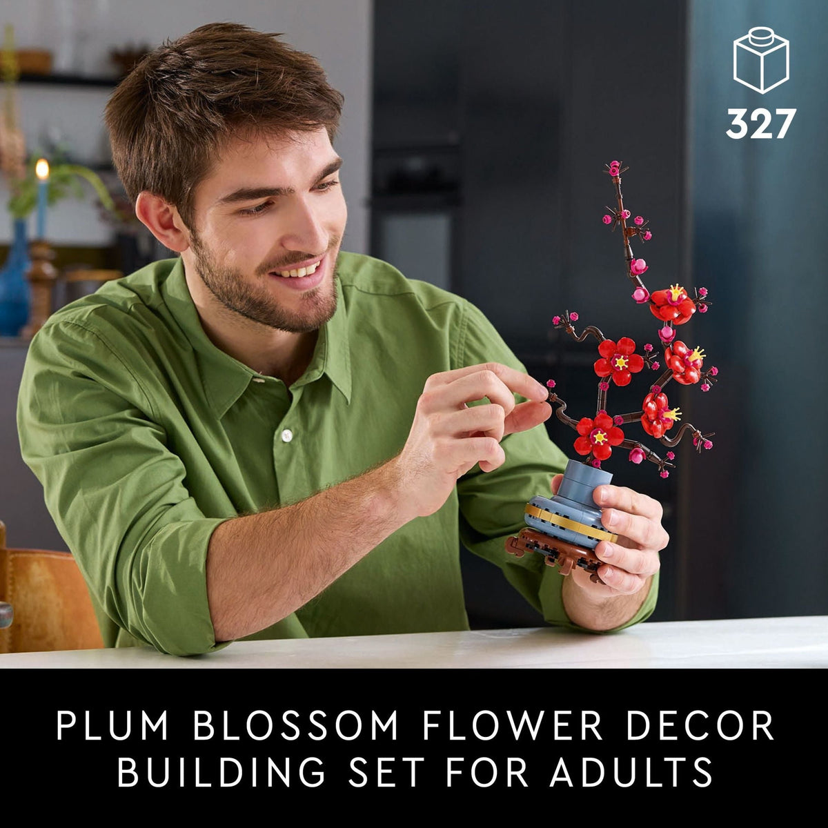 LEGO Icons Plum Blossom Building Set - Artificial Flowers for Dinner Table Centerpieces & Decoration, Adults Ages 18+ - Unique Birthday Gift Idea - 10369