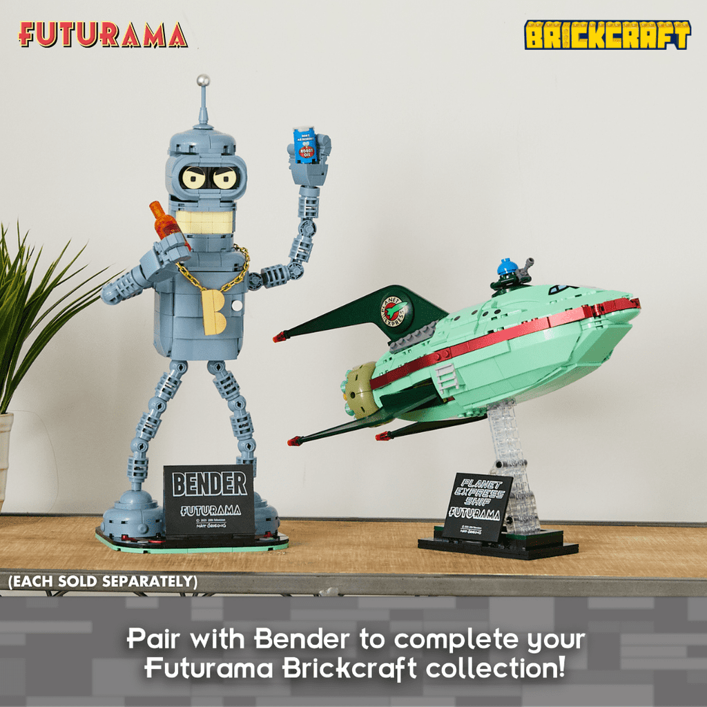 Brickcraft Futurama Planet Express Ship Brick Building Kit (382-Piece Set), Sci-Fi Collectible Display Model, Futuristic Toy Brick Set For Adults, Teens, and Fans of Animated TV