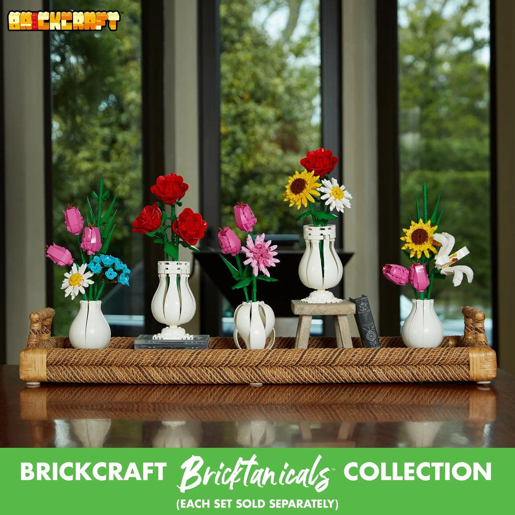Brickcraft Bricktanicals Marigold Brick Building Set (99- Plastic Piece Set), Artificial Flower Decoration Craft Kit, Gift for Him and Her