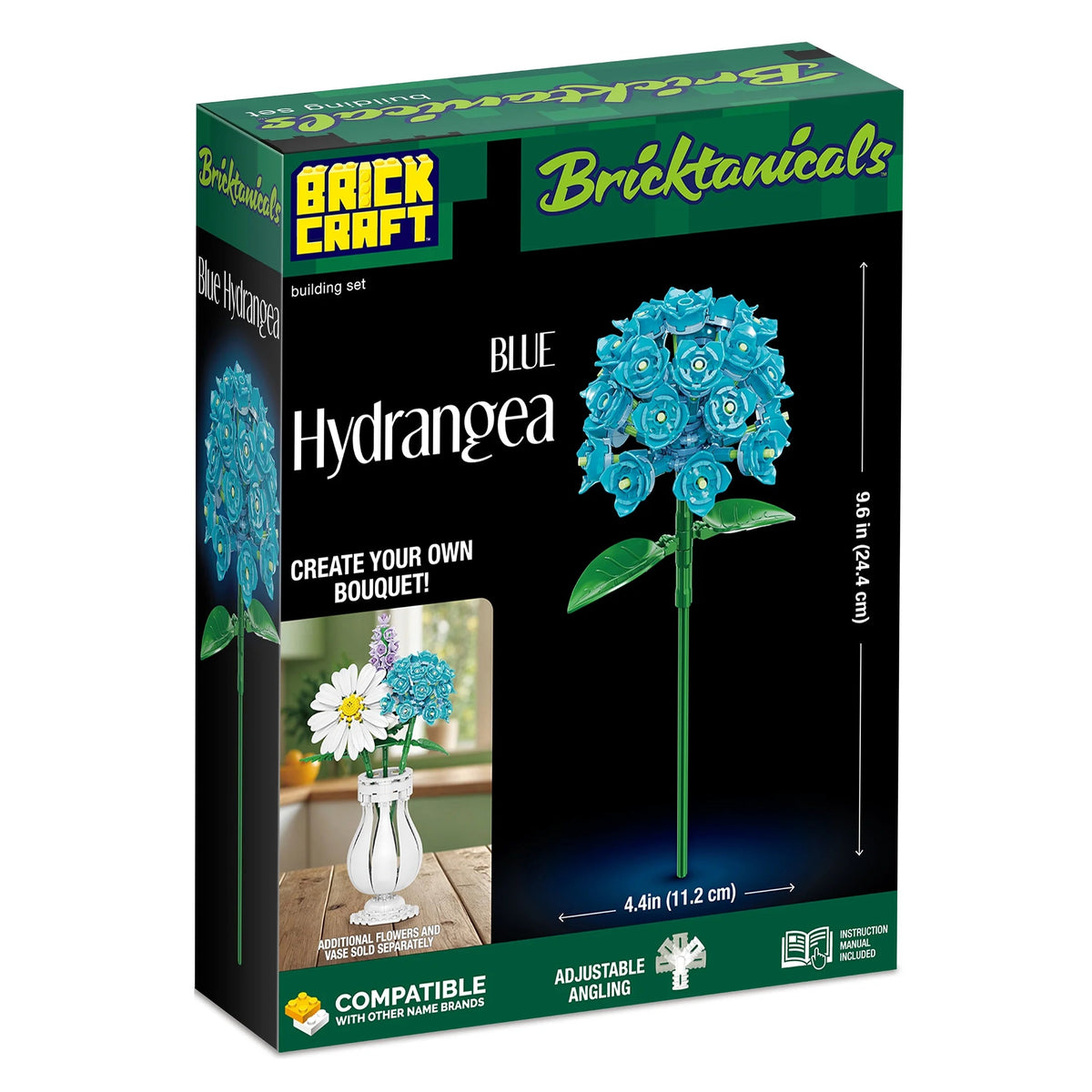Brickcraft Bricktanicals Hydrangea Building Kit (121- Plastic Piece Set), Artificial Flower Craft, Gift for Him and Her