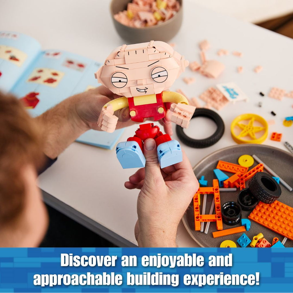 Brickcraft Family Guy Stewie on Trike Building Kit (429-Plastic Piece Set), Family Guy Collectible, TV Show Memorabilia, Gift For Fans Ages 8+