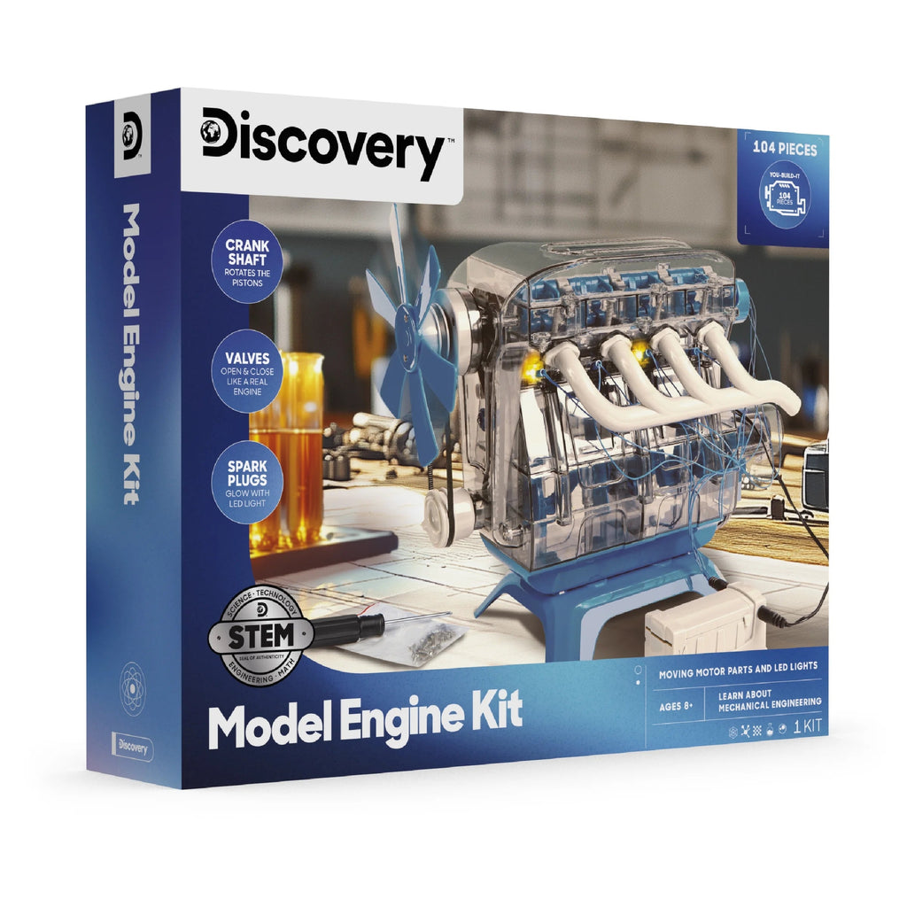 Discovery #Mindblown Model Engine Kit for Children, with Moving Motor Parts and LED Lights