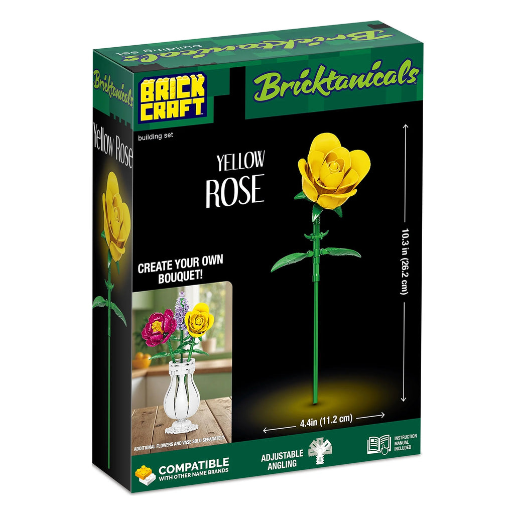 Brickcraft Yellow Rose Building Kit (46-Piece Set), Bricktanicals Collection, Elegant Floral Display, Perfect for Gifting or Home Décor