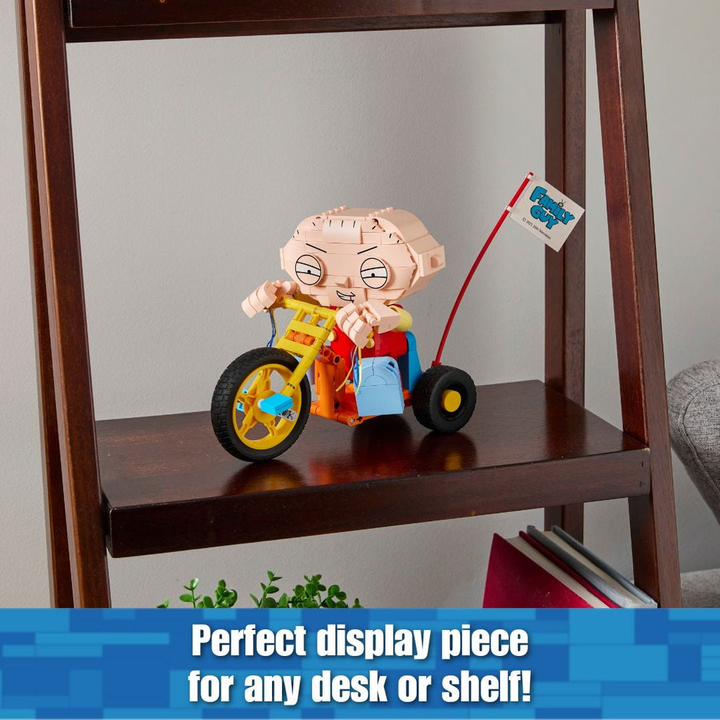 Brickcraft Family Guy Stewie on Trike Building Kit (429-Plastic Piece Set), Family Guy Collectible, TV Show Memorabilia, Gift For Fans Ages 8+