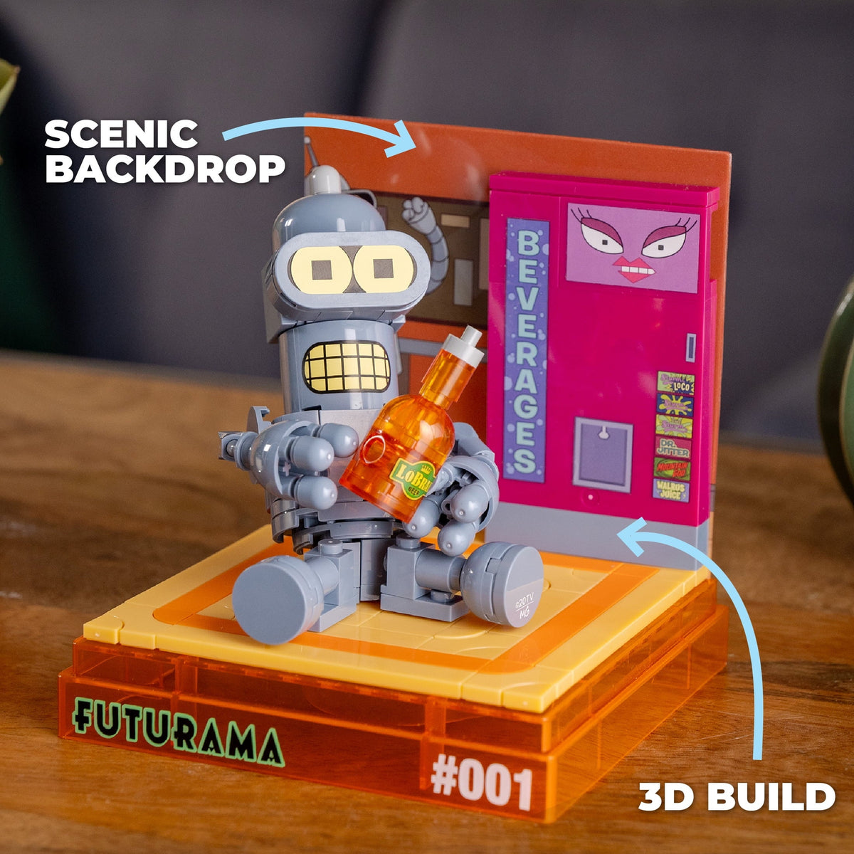 Brickcraft Futurama Baby Bender Box! Collectible Building Kit (138-Piece Set), Futurama Display Cube, Retro TV Collectible Gift for Fans Ages 8+
