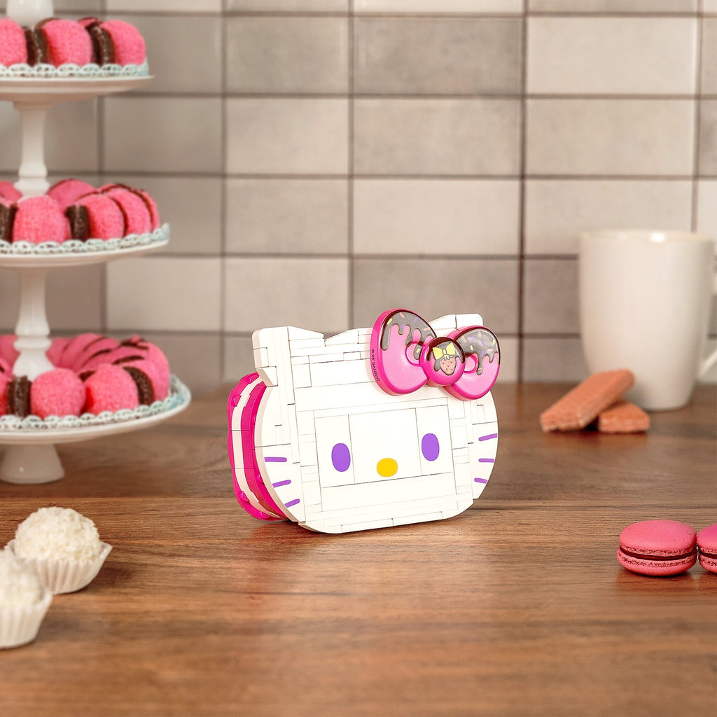 Brickcraft Hello Kitty Dessert Box Building Kit (184-Piece Set), Sanrio Buildable Sweets Set with Chocolate Bow Lid, Decorative Stickers, Ages 12+