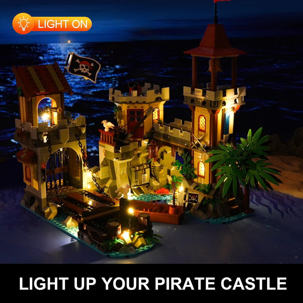 INSOON 1502-Piece Pirate Castle Building Set with LED Lights & 3 Modes, Transformable Ship Bay Model for Adults, Teens & Kids 10+
