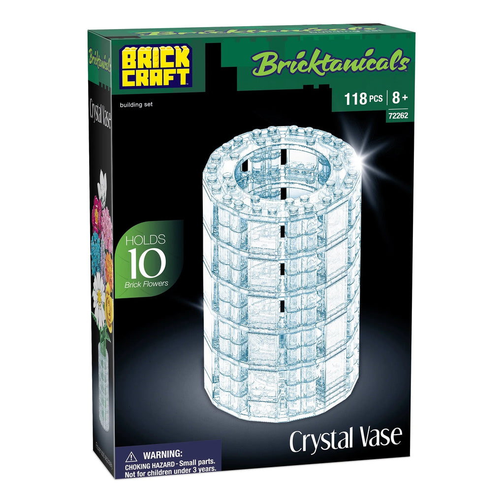 Brickcraft Crystal Vase Building Kit (118-Piece Set), Bricktanicals Collection, Clear Display Vase for Brick Flowers