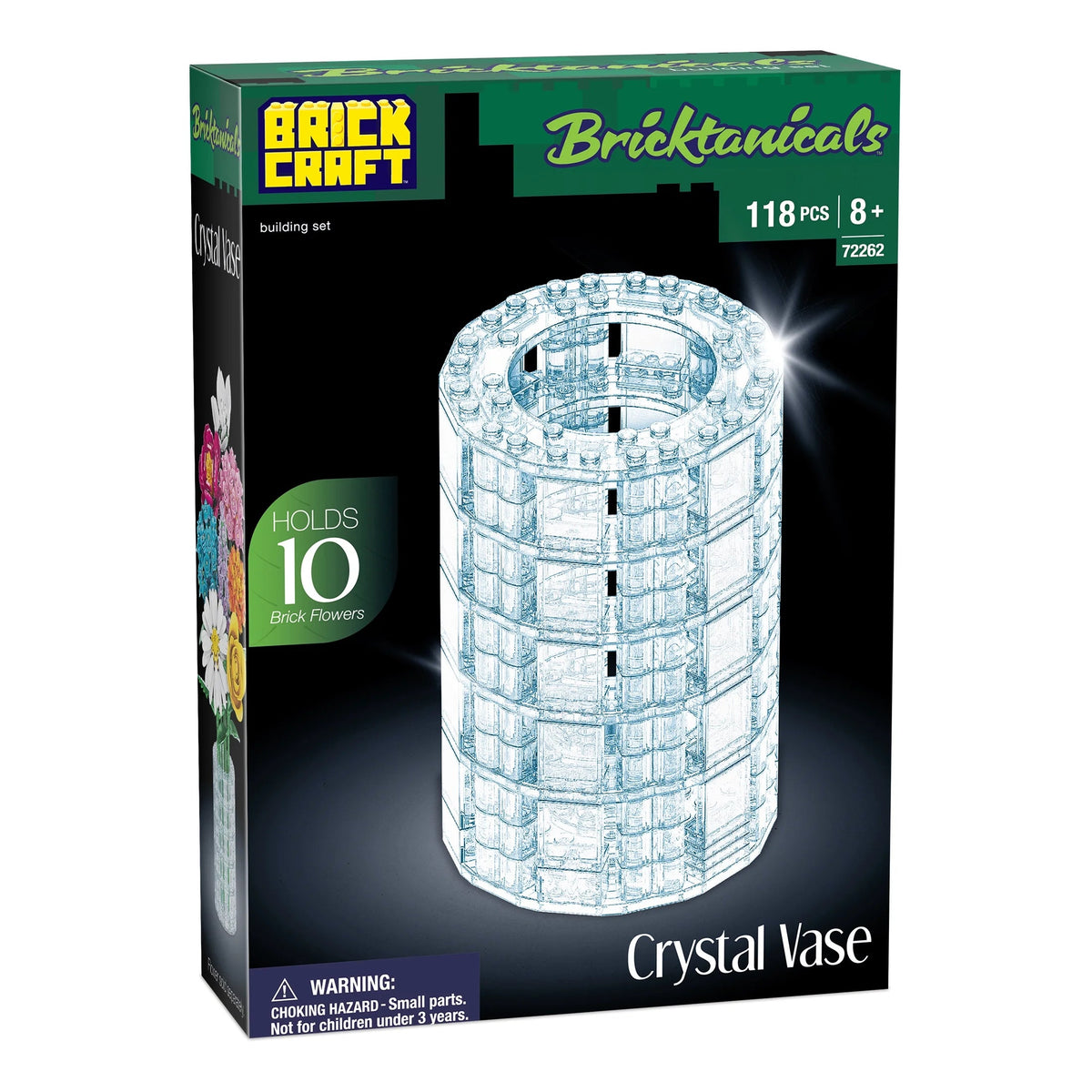 Brickcraft Crystal Vase Building Kit (118-Piece Set), Bricktanicals Collection, Clear Display Vase for Brick Flowers